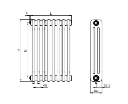 Стальной трубчатый радиатор RIFAR TUBOG TUB 3037-10-DV1