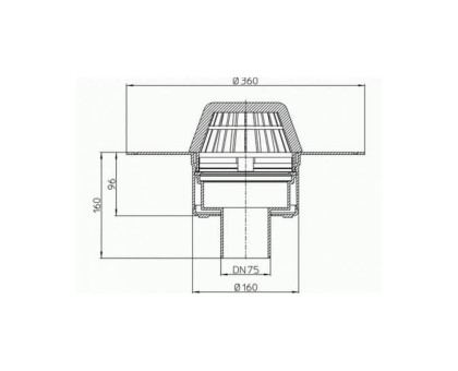 Кровельная воронка Hutterer & Lechner с ПВХ-консолью, с вертикальным выпуском, с теплоизолирующим корпусом, DN 75