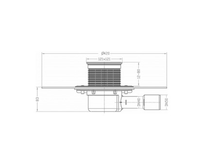 Трап Hutterer & Lechner с "сухим" сифоном, с решеткой HL3125, Клик-Клак, с полимербитумным полотном d 420 мм, с гор.выпуском, DN 40/50