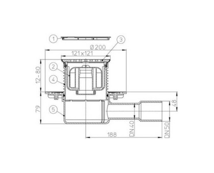 Трап Hutterer & Lechner с "сухим" сифоном, с решеткой HL3127, Клик-Клак, с горизонтальным выпуском, со снимаемой насадкой 12 - 80 мм, DN 40/50 [Артикул: HL 510NPr...