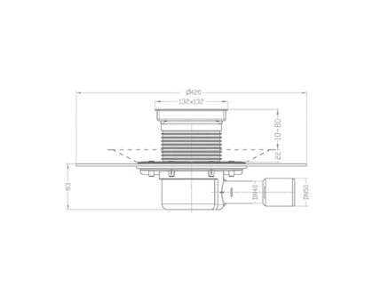 Трап Hutterer & Lechner с сифоном, с надставным элементом HL3020, с полимербитумным полотном d 420 мм, с горизонтальным выпуском, DN 40/50