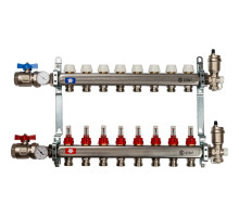 Коллектор из нержавеющей стали Stout в сборе с расходомерами 8 вых.
