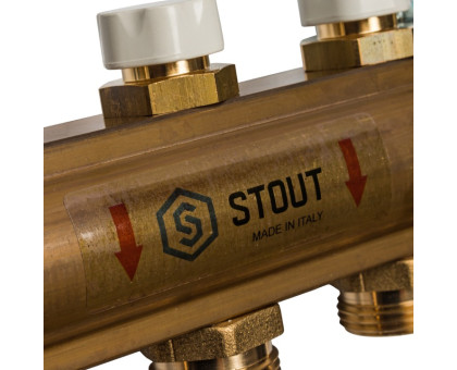 Распределительный коллектор Stout из латуни без расходомеров 5 вых. (SMB-0468-000005)